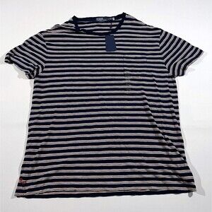 Polo Ralph Lauren Shirt Mens Sz XL Blue Red Stripe Cotton Pocket Tee NWT